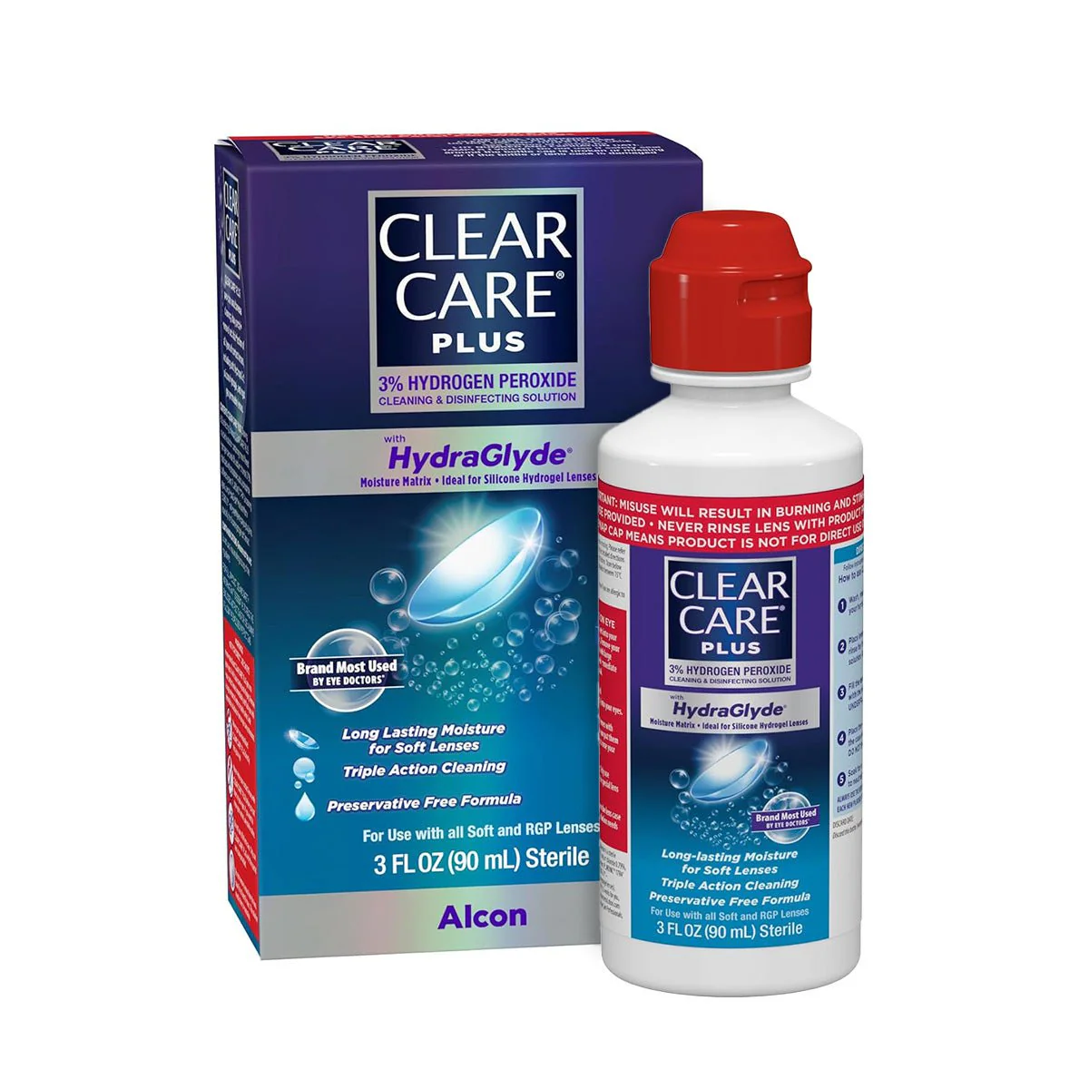 Clear Care Plus Cleaning Solution with Hydraglyde, Travel Size (3oz - 90mL) - Image 2