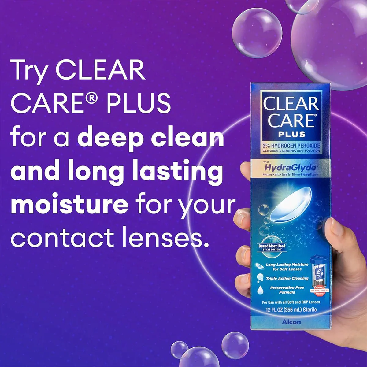 Clear Care Plus Cleaning Solution with Lens Case, 12 Oz Bottle - Image 10