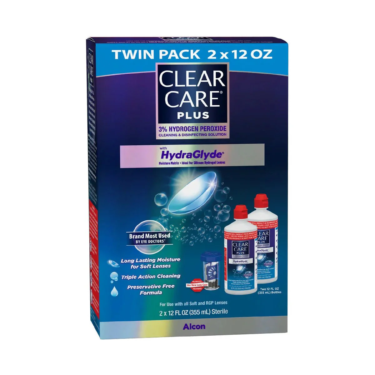 Clear Care Plus Cleaning Solution with Hydraglyde, Twin Pack, Multi, 12 Oz, Pack of 2 - Image 12