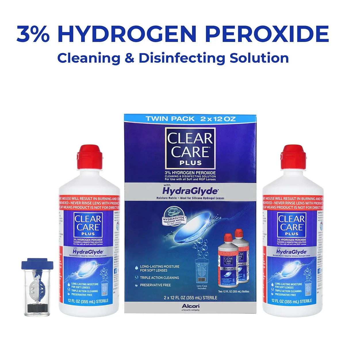 Clear Care Plus Cleaning Solution with Hydraglyde, Twin Pack, Multi, 12 Oz, Pack of 2 - Image 3