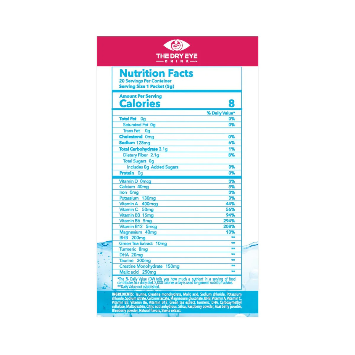 Dry Eye Drink™ Daytime – Doctor-Formulated Electrolyte Hydration for Eye Health (Mixed Berries, 20 Packets) - Image 2