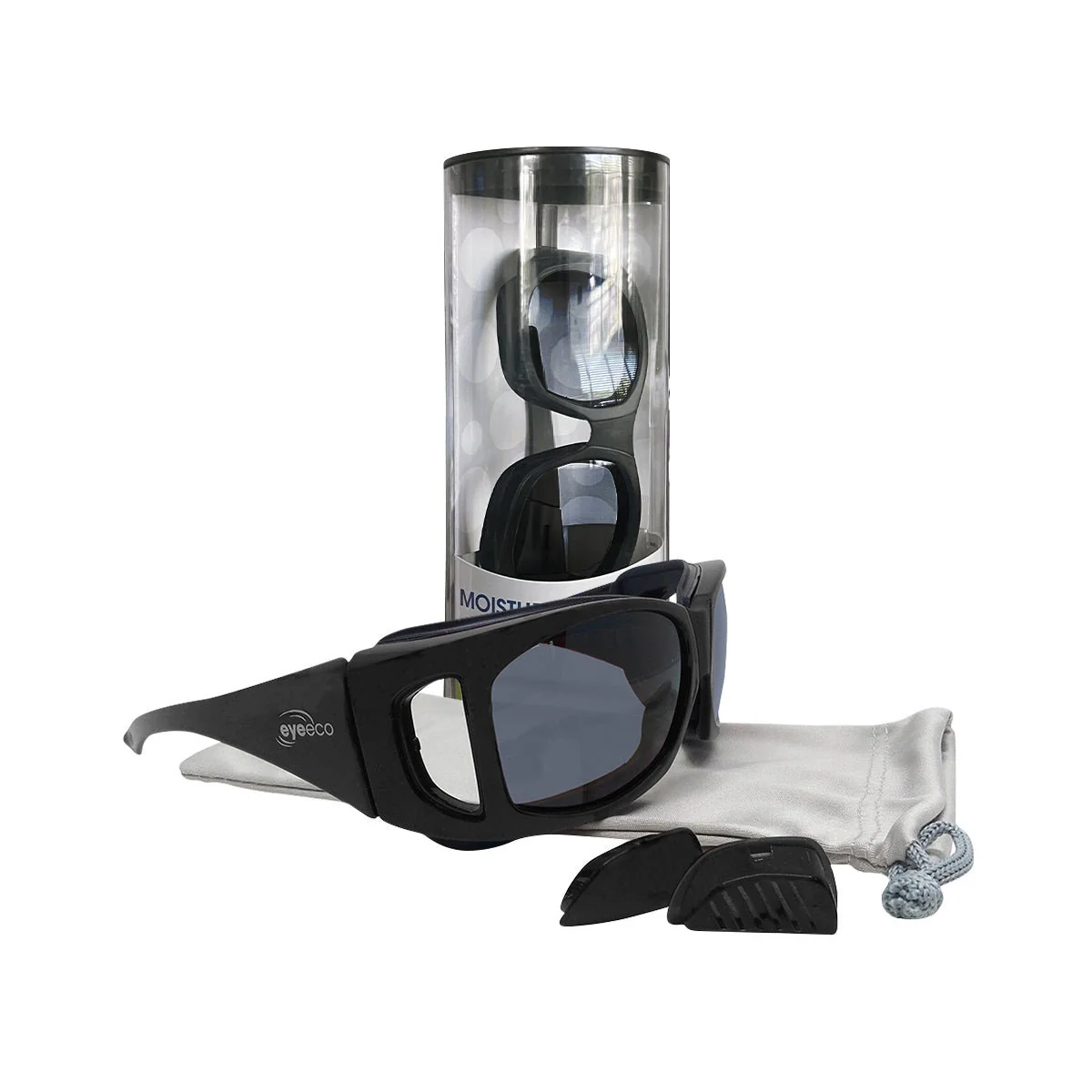 EyeEco Large Moisture Release Eyewear- (Matte Black with Gray Lens)