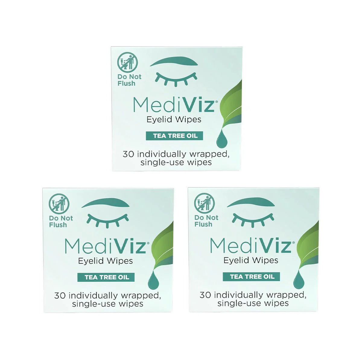 MediViz Tea Tree Eyelid Wipes 3-Pack of Eyelid Cleansing Wipes (3 x 30 wipes)