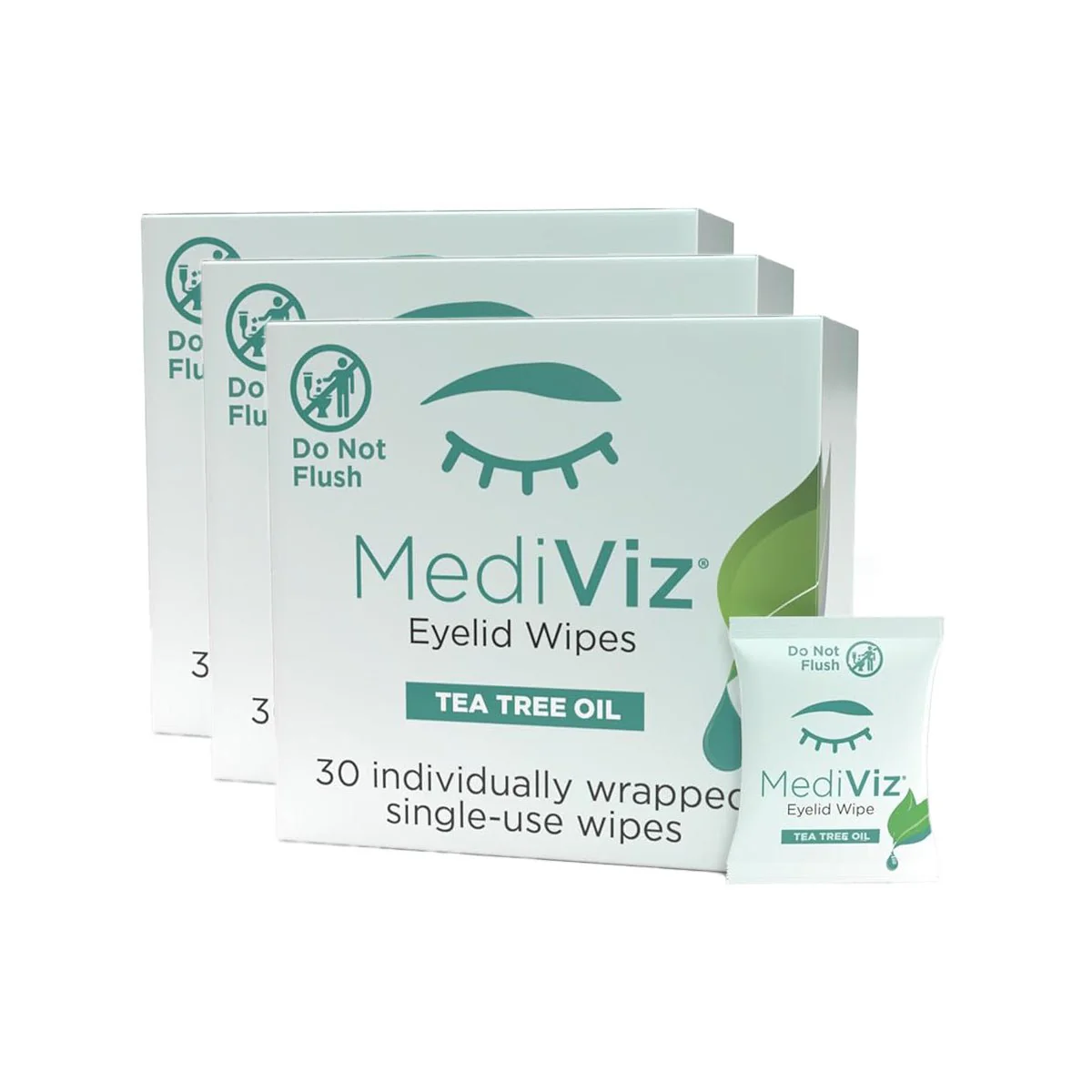 MediViz Tea Tree Eyelid Wipes 3-Pack of Eyelid Cleansing Wipes (3 x 30 wipes) - Image 2