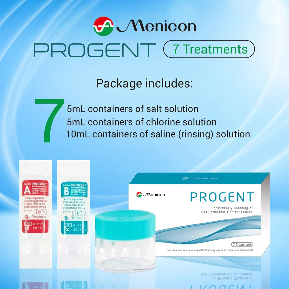 Menicon Progent Biweekly Contact Lens Cleaner - Removes Protein Deposits (7 Treatments) - Image 3