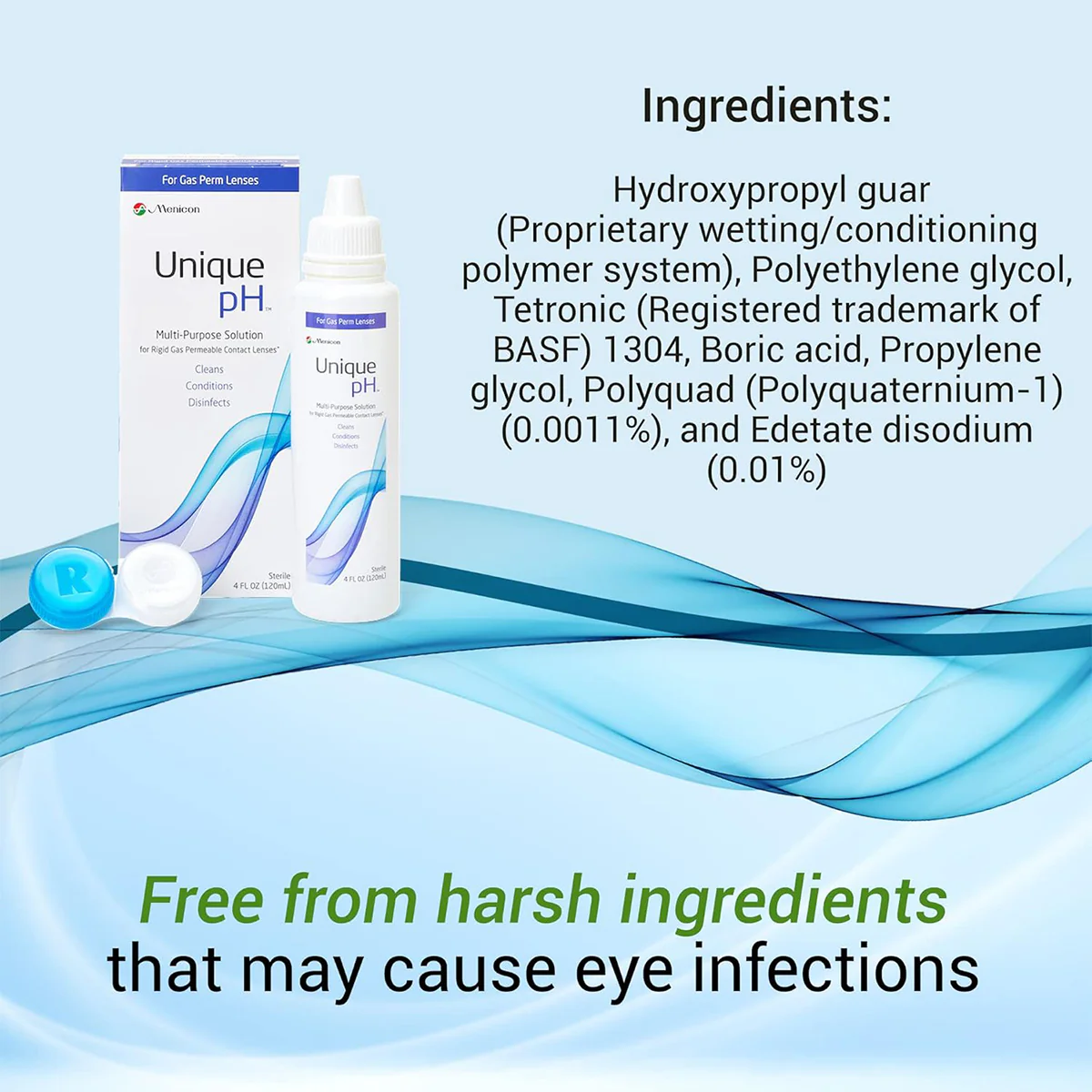 Unique pH Multipurpose Solution for Gas Permeable Contact Lenses 4 fl oz (120ml) + Case - Image 6