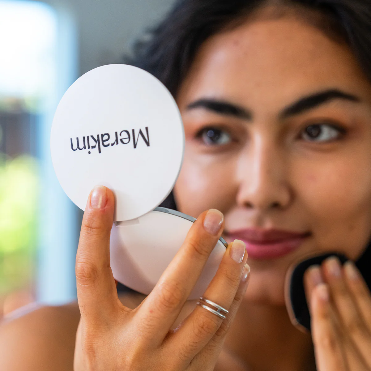 Merakim Rechargeable LED Makeup Mirror with 1/3X Magnification – Adjustable Light Settings, Portable & Eco-Friendly - Image 4