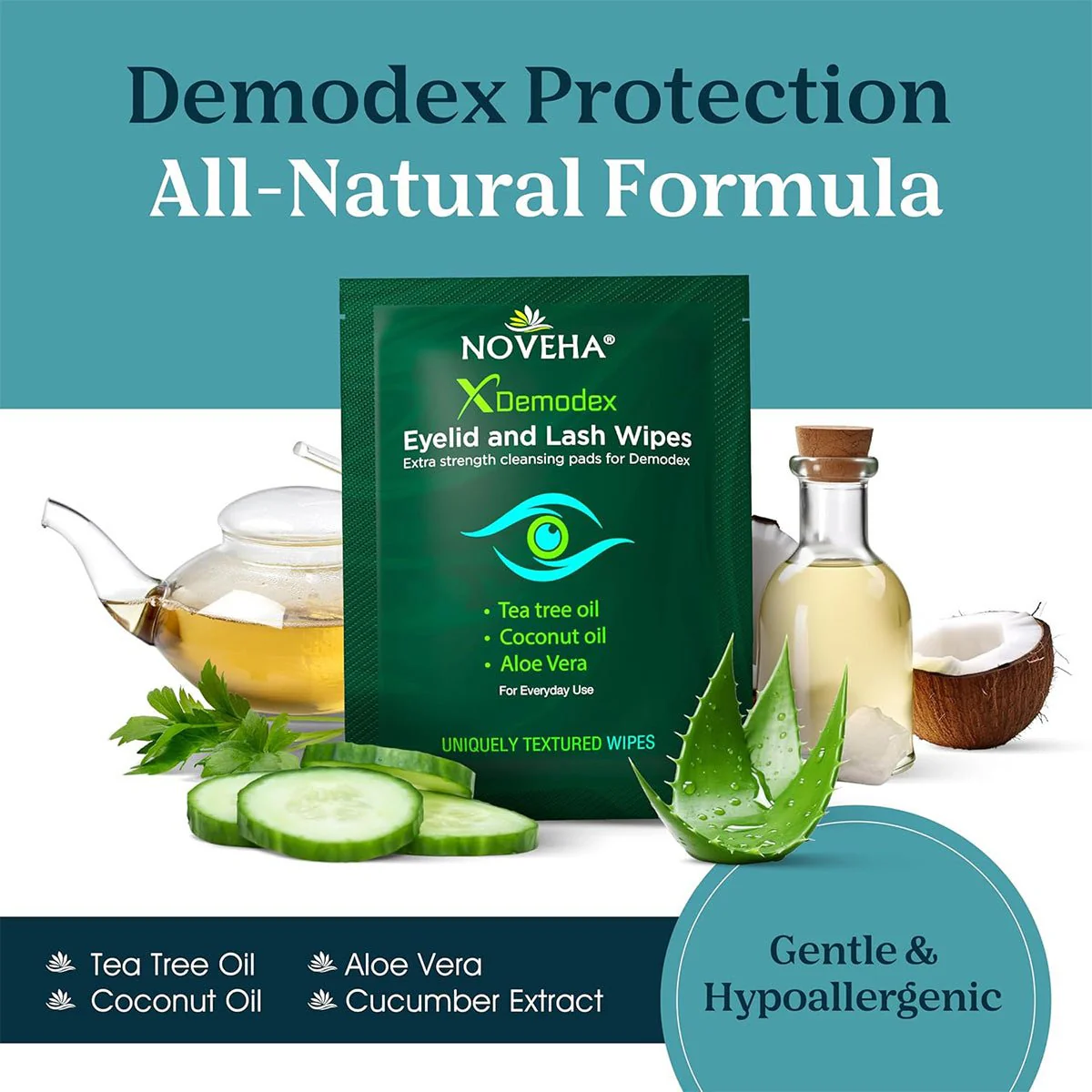 Noveha Anti-Demodex Eyelid & Lash Wipes (60ct) - Image 3