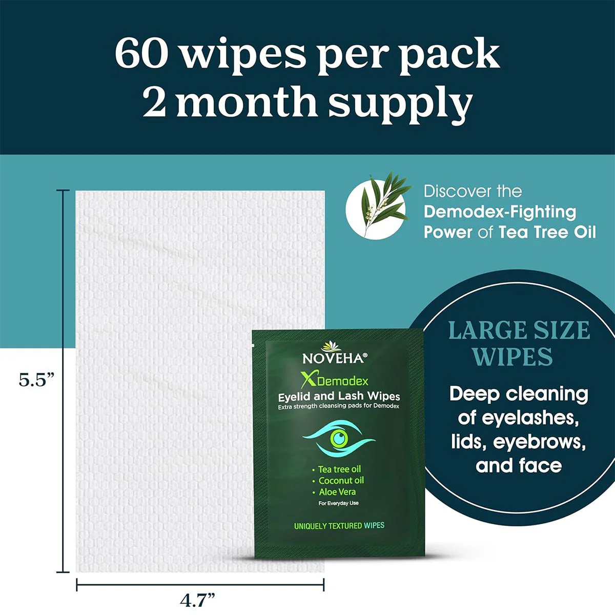 Noveha Anti-Demodex Eyelid & Lash Wipes (60ct) - Image 5
