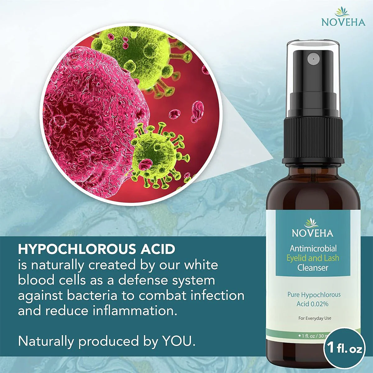 Noveha Hypochlorous Acid Eyelid and Lash Cleanser (30mL) - Image 4