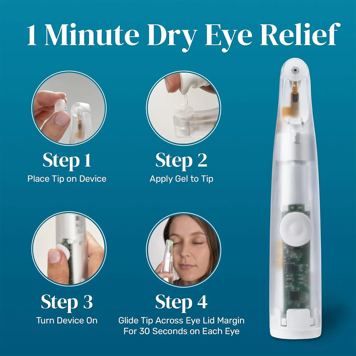 NuLids All Natural At-home Dry Eye Treatment 180 ( 1 Device + 180 Tips + Applicator Gel Included) - Image 2