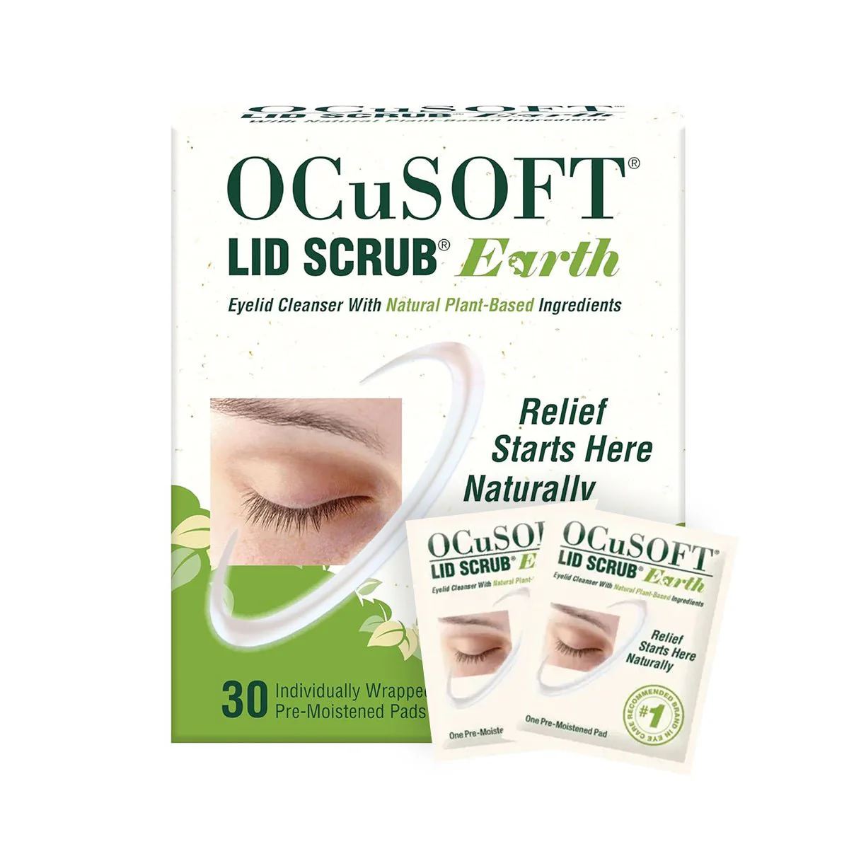 OCuSOFT Lid Scrub Earth Eyelid Cleanser, Natural Plant Based (30ct) - Image 2