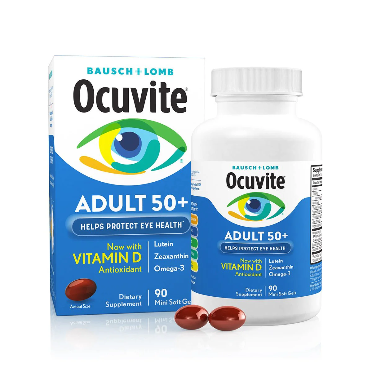 Ocuvite Eye Vitamin & Mineral Supplement, Contains Zinc, Vitamins C, E, Omega 3, Lutein, & Zeaxanthin, 90 Softgels - Image 3
