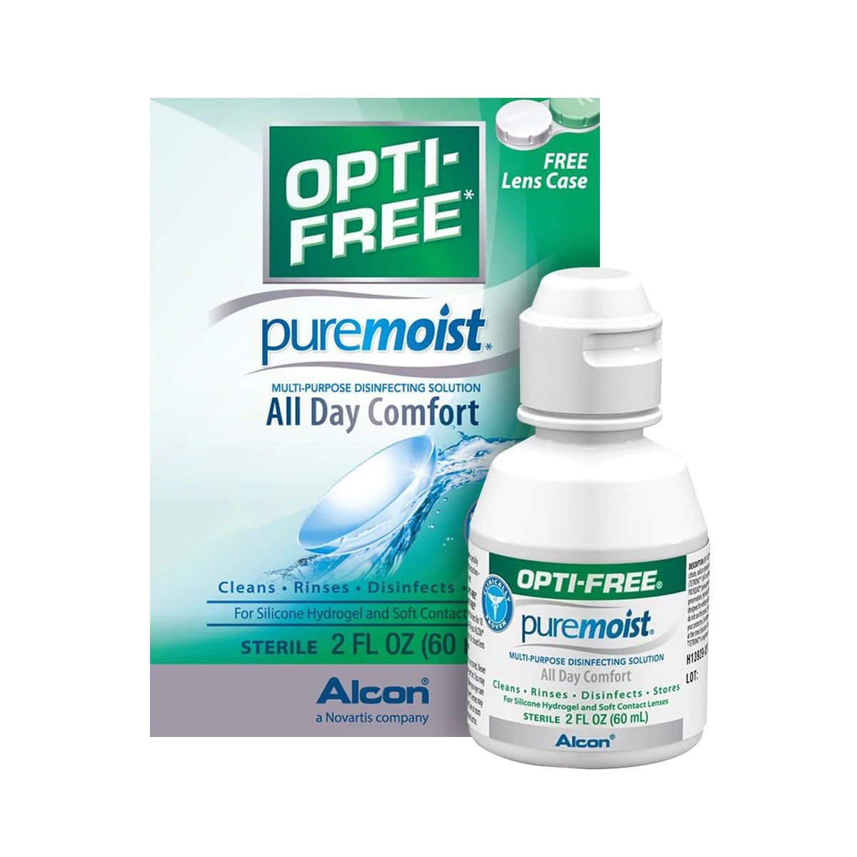 Opti-Free with Pure Moist Disinfecting Contact Lens Solution with Case Travel Size (2oz) - Image 2