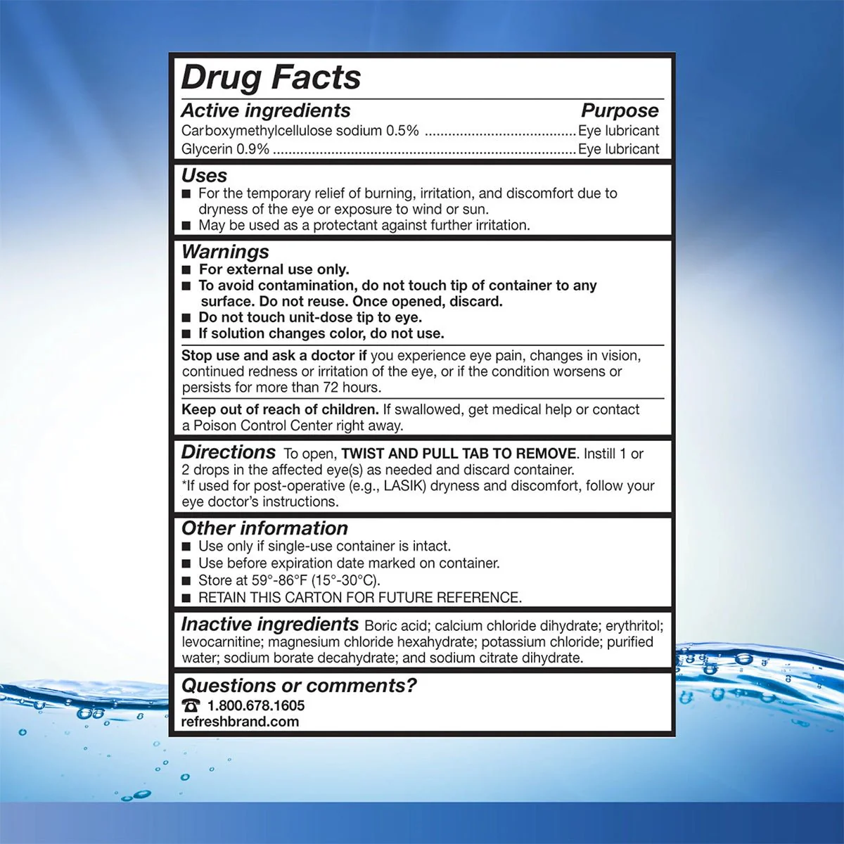 Refresh Optive Lubricant Preservative Free Eye Drops (30 vials) - Image 3