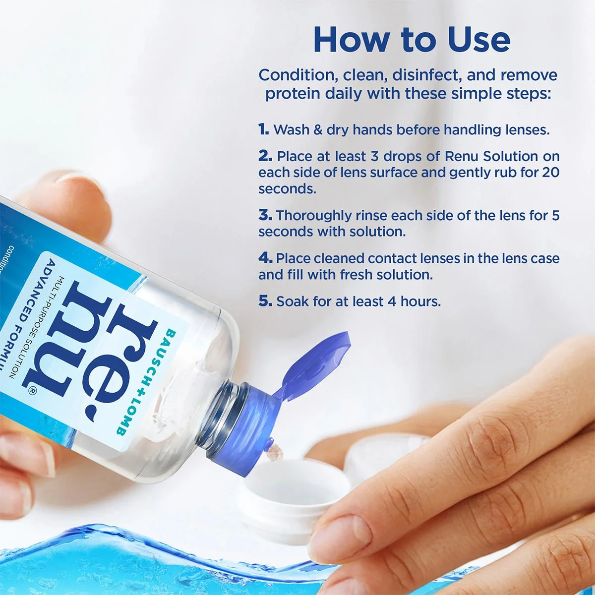 Renu Advanced Contact Lens Solution, Multi-Purpose Solution for Soft Contact Lenses 2 x 12 fl oz (355mL) - Image 3