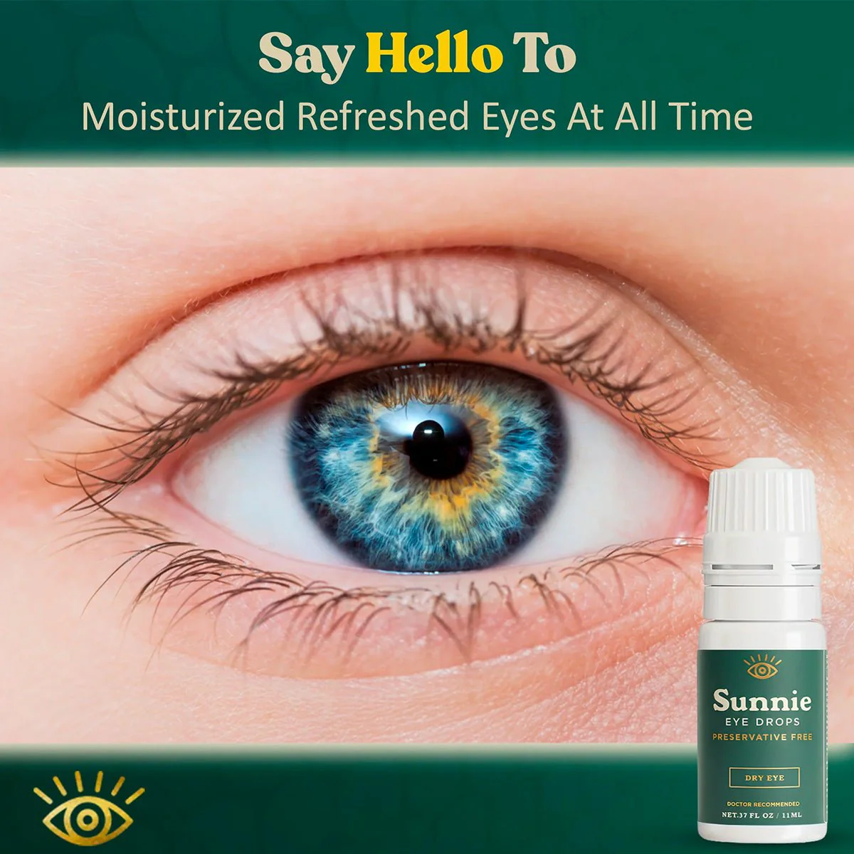 Sunnie Preservative-Free Eye Drops for Dry Eyes, (11ml), Multi-Dose Lubricating Drops with Glycerin 0.5% – for Daily Comfort - Image 4
