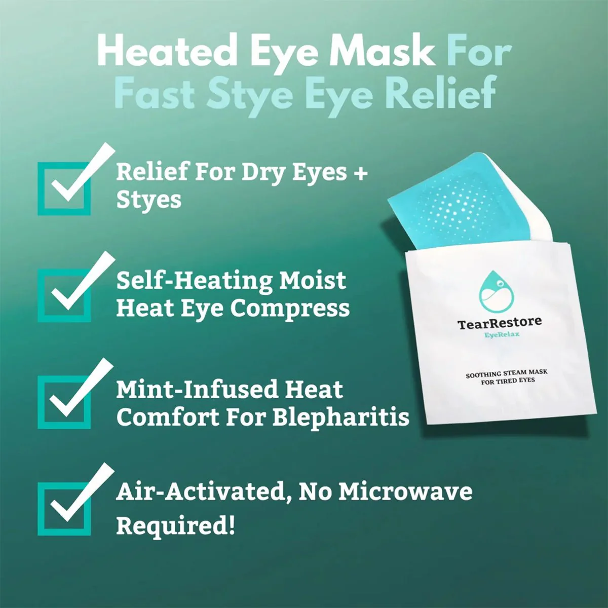 TearRestore EyeRelax Heated Eye Mask - Self Heating Mint Infused Steam Mask (10-pack) - Image 14