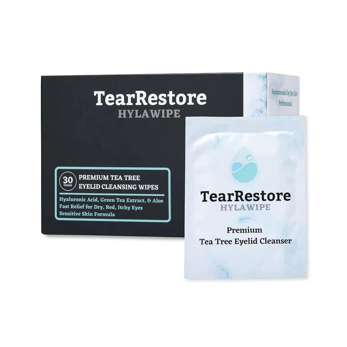 TearRestore HylaWipe Irritation-Free Tea Tree Eyelid Cleansing Wipes - Image 5