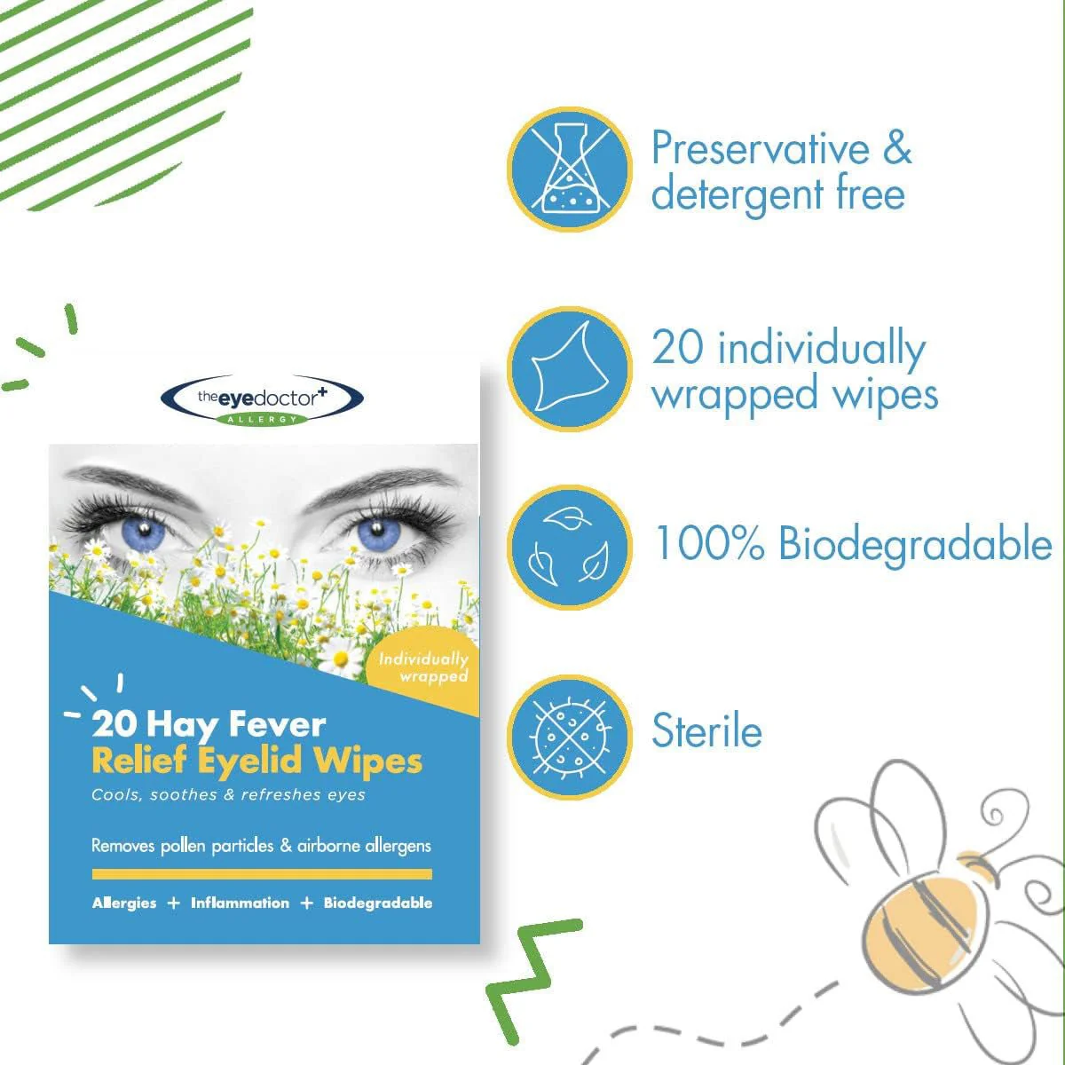 The Eye Doctor Allery/Hay Fever Relief Eyelid Wipes (20ct) - Image 3