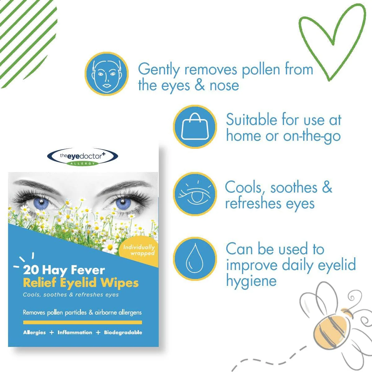 The Eye Doctor Allery/Hay Fever Relief Eyelid Wipes (20ct) - Image 4