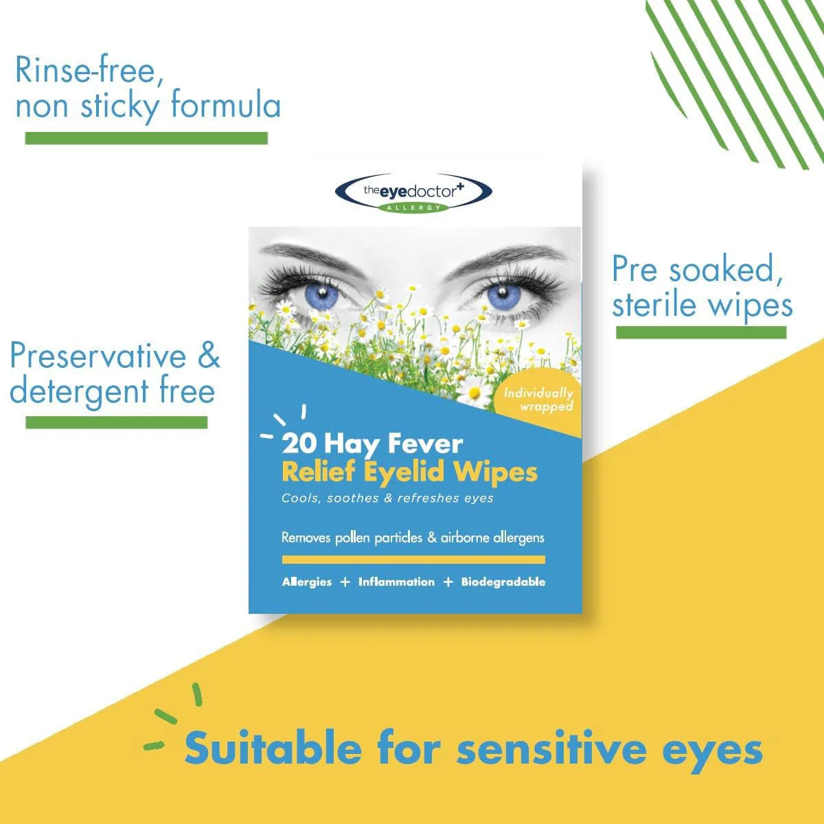 The Eye Doctor Allery/Hay Fever Relief Eyelid Wipes (20ct) - Image 5