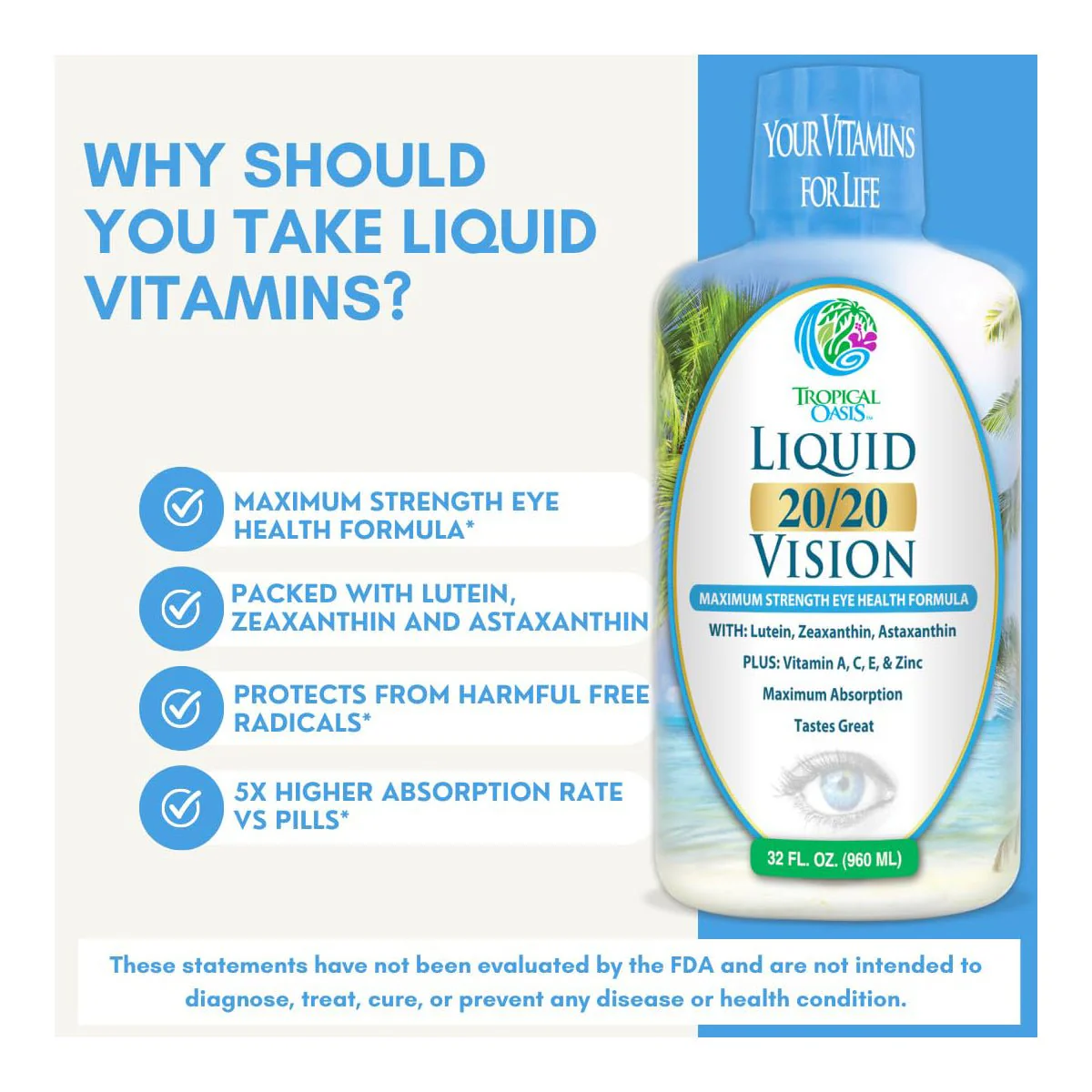 Tropical Oasis Liquid 20/20 Vision, Retina Health (32oz.) - Image 4