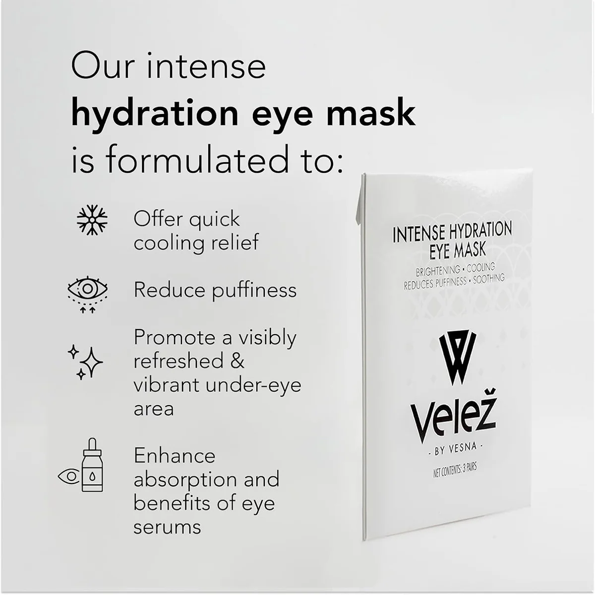 Velez Intense Hydration Under Eye Cellulose Cooling Mask (3 Pairs) - Image 4