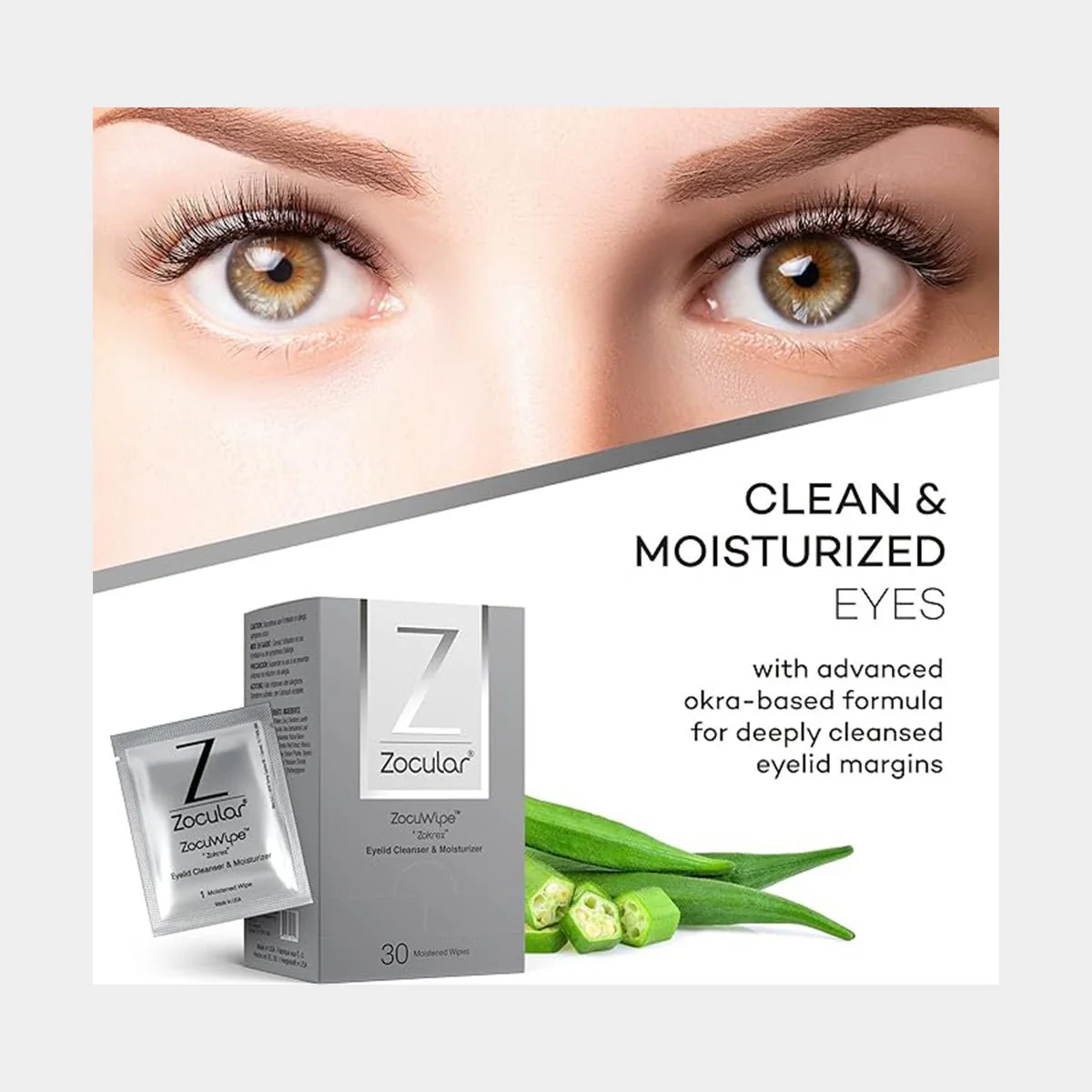 ZocuWipe 3-pack Eyelid Cleanser and Moisturizer - (3 x 30 Wipes 90ct) 90 day Supply - Image 2